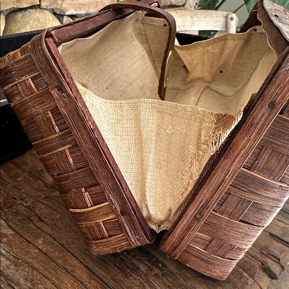 Simon Straw Bags Vintage basket, weave wicker purse with leather - Picture 12 of 16